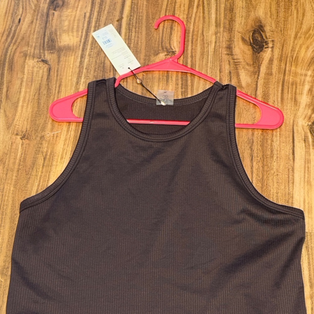 CALIA women Xl tank top rib racer dark brown athletic wicking stretch layer NWT - Picture 2 of 10
